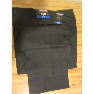 Kirkland Signature Charcoal Gray Glen Plaid Wool Dress Pants 36x30 NWT